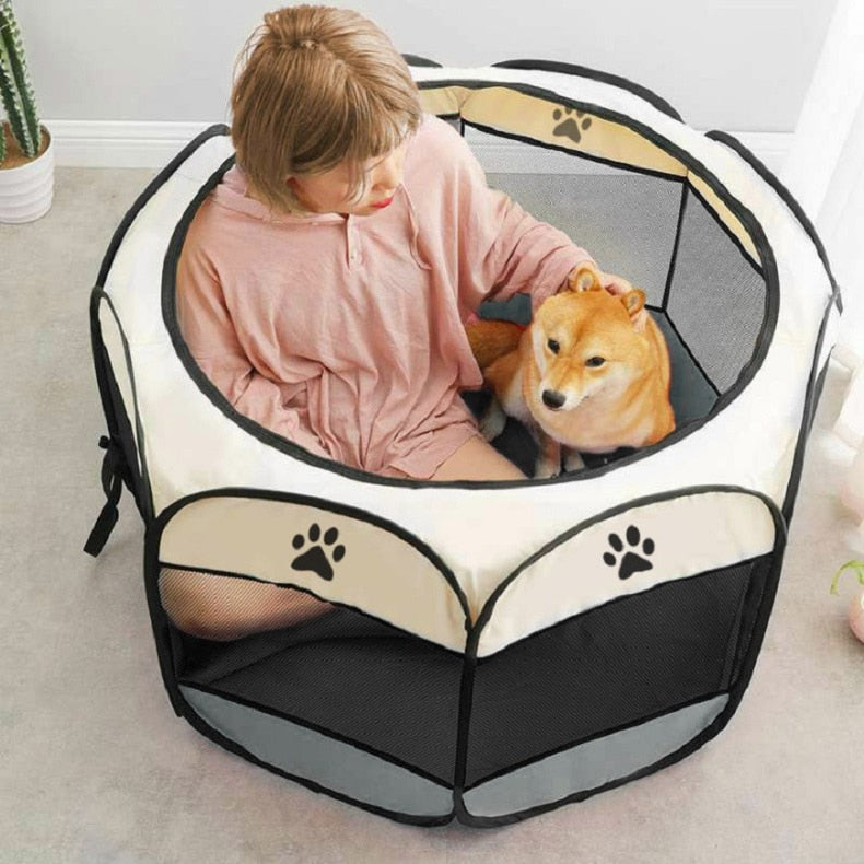 Travel Buddy: Portable Pet Playpen for Adventurous Dogs and Their Companions