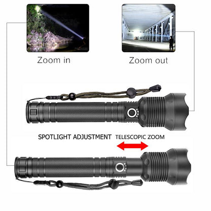 LED Rechargeable Tactical Flashlight 90000 High Lumens