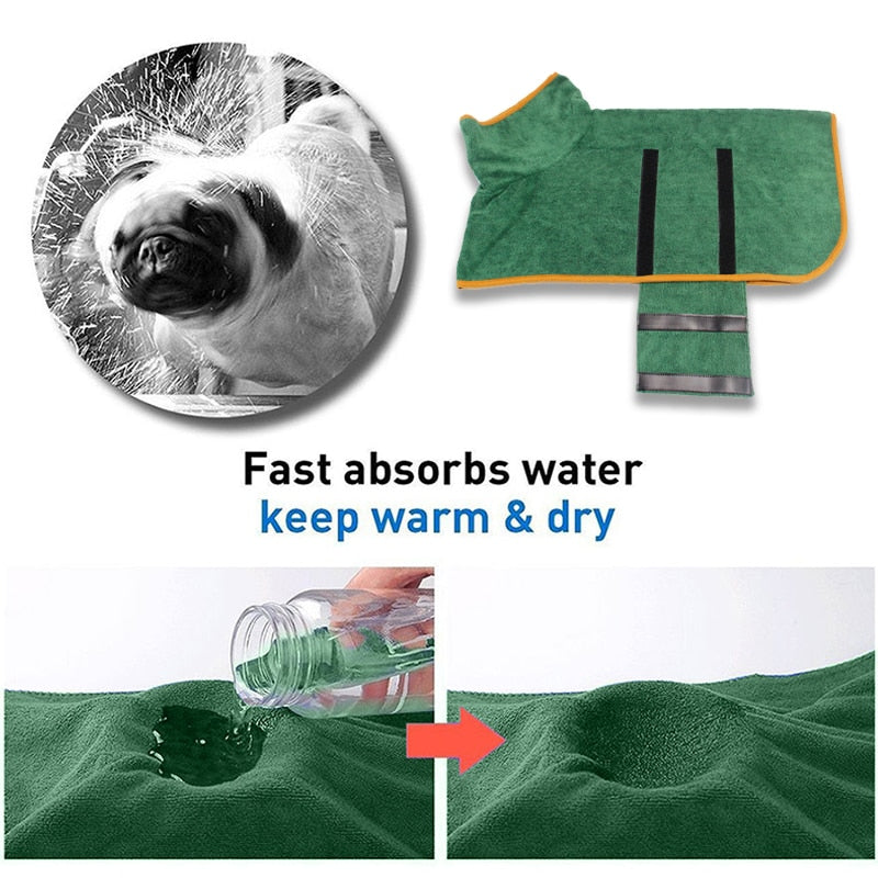Quick-Dry Microfiber Dog Bathrobe - Stylish & Comfortable