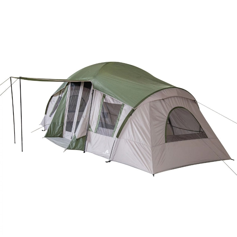 10-Person Family Camping Tent, with shade awning
