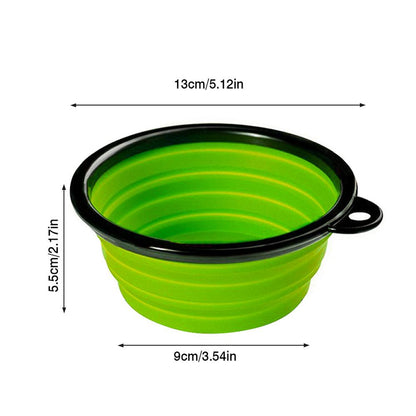 Portable Travel Dog Food Dish Water Bowl with Lid and Carabiner