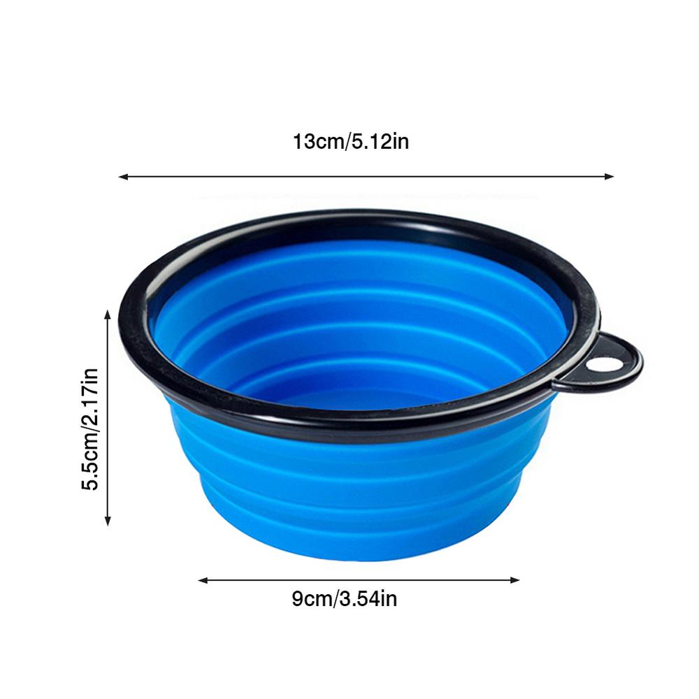 Portable Travel Dog Food Dish Water Bowl with Lid and Carabiner