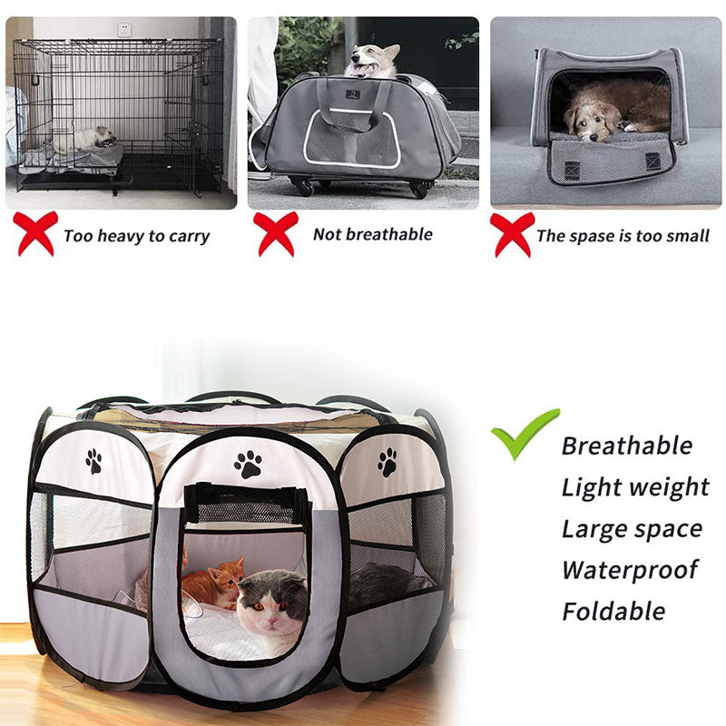 Travel Buddy: Portable Pet Playpen for Adventurous Dogs and Their Companions
