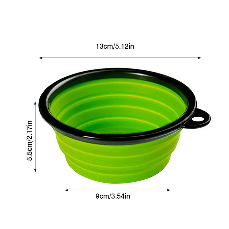 Portable Travel Dog Food Dish Water Bowl with Lid and Carabiner