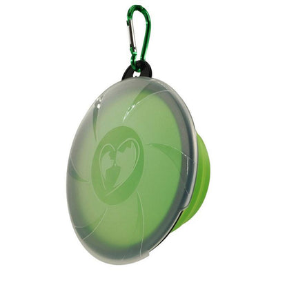 Portable Travel Dog Food Dish Water Bowl with Lid and Carabiner