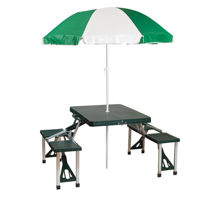 Folding Picnic Table, With Umbrella