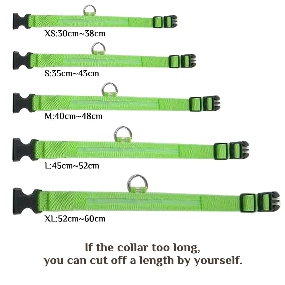 LED Waterproof Adjustable Dog Night Light Collar