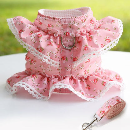 Floral Printed Harness Leash Set