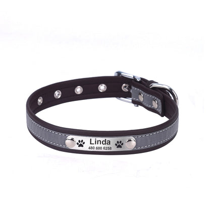 Leather Reflective Dog Collar