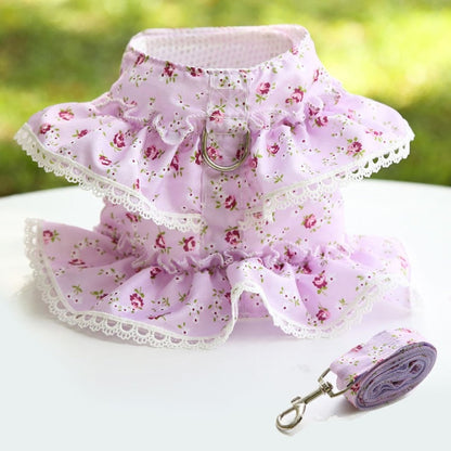 Floral Printed Harness Leash Set
