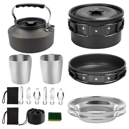 Camping Cookware Portable Pot Pan Cup Teaport Set