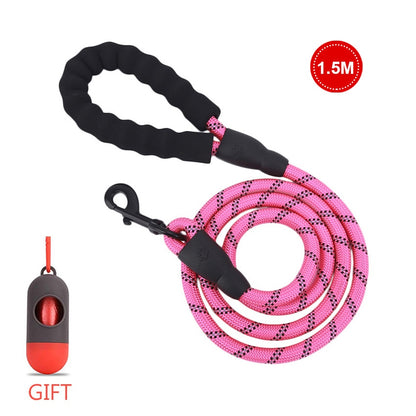 Comfortable Reflective Strong Dog Leash with Waste Bag Holder