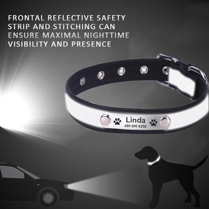 Leather Reflective Dog Collar