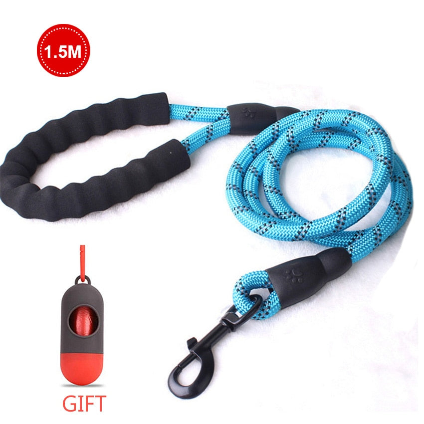 Comfortable Reflective Strong Dog Leash with Waste Bag Holder