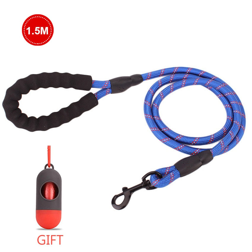 Comfortable Reflective Strong Dog Leash with Waste Bag Holder