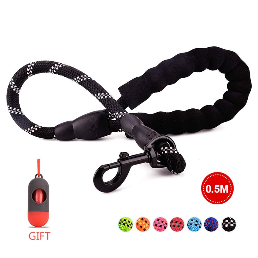 Comfortable Reflective Strong Dog Leash with Waste Bag Holder