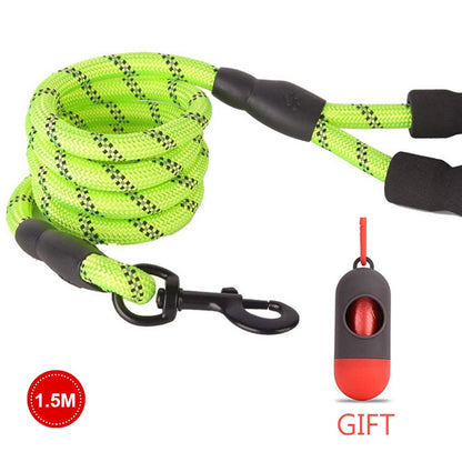 Comfortable Reflective Strong Dog Leash with Waste Bag Holder