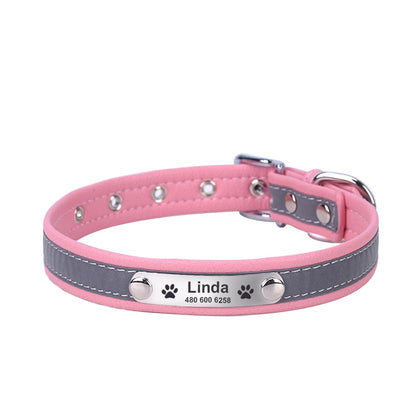 Leather Reflective Dog Collar