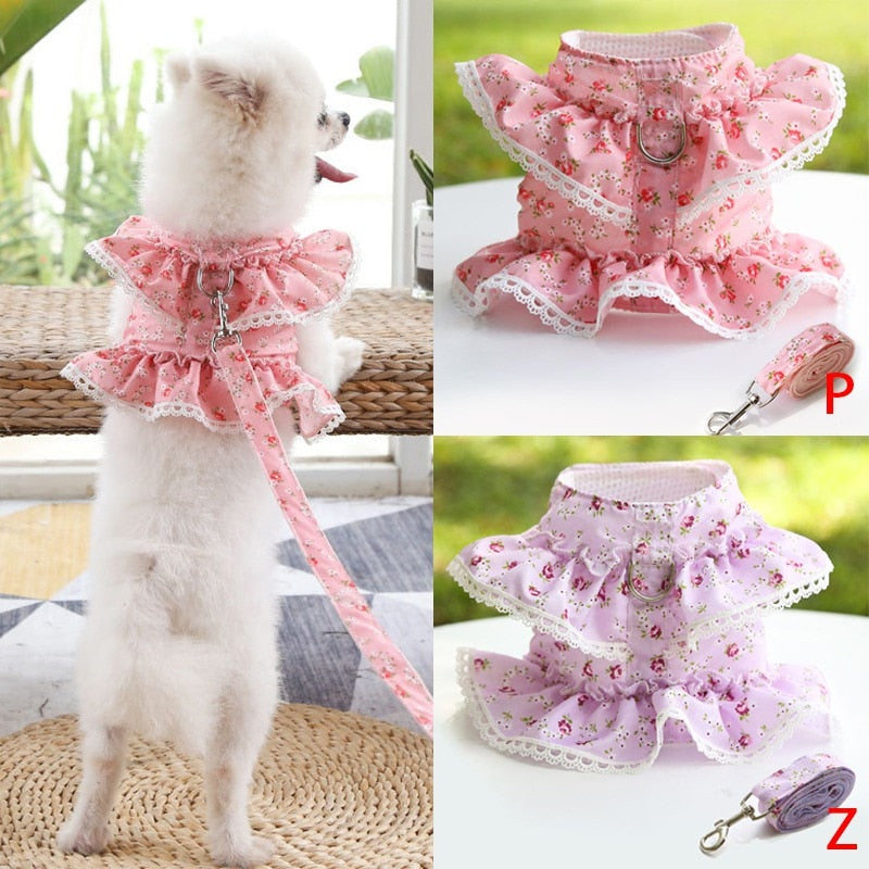 Floral Printed Harness Leash Set