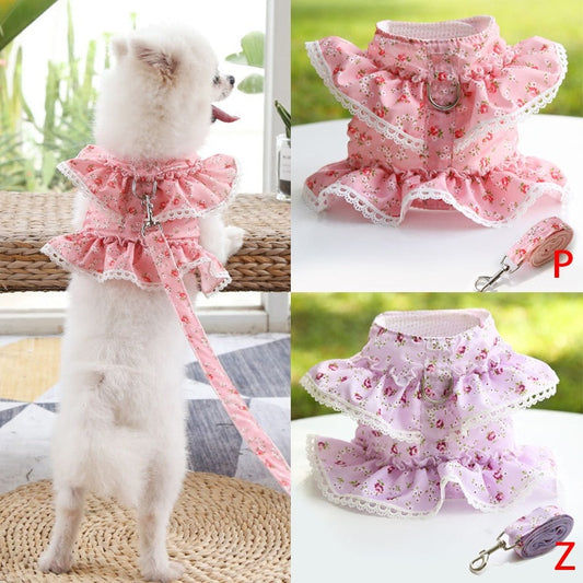 Floral Printed Harness Leash Set
