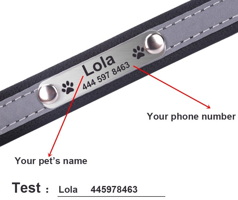 Leather Reflective Dog Collar