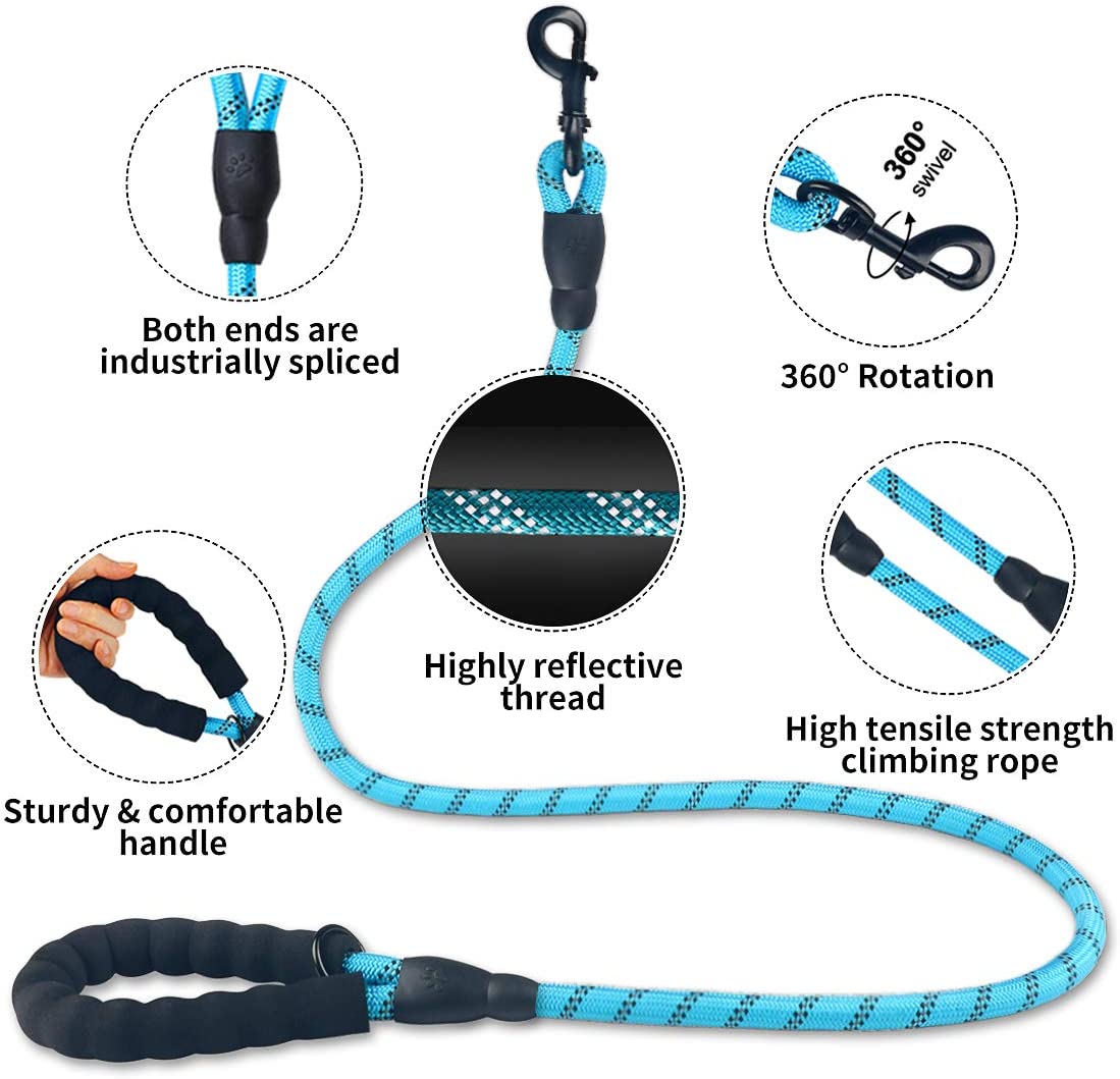Comfortable Reflective Strong Dog Leash with Waste Bag Holder