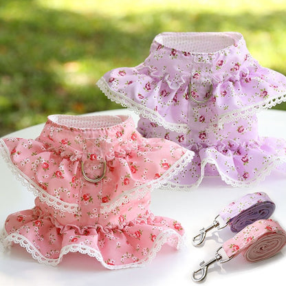 Floral Printed Harness Leash Set