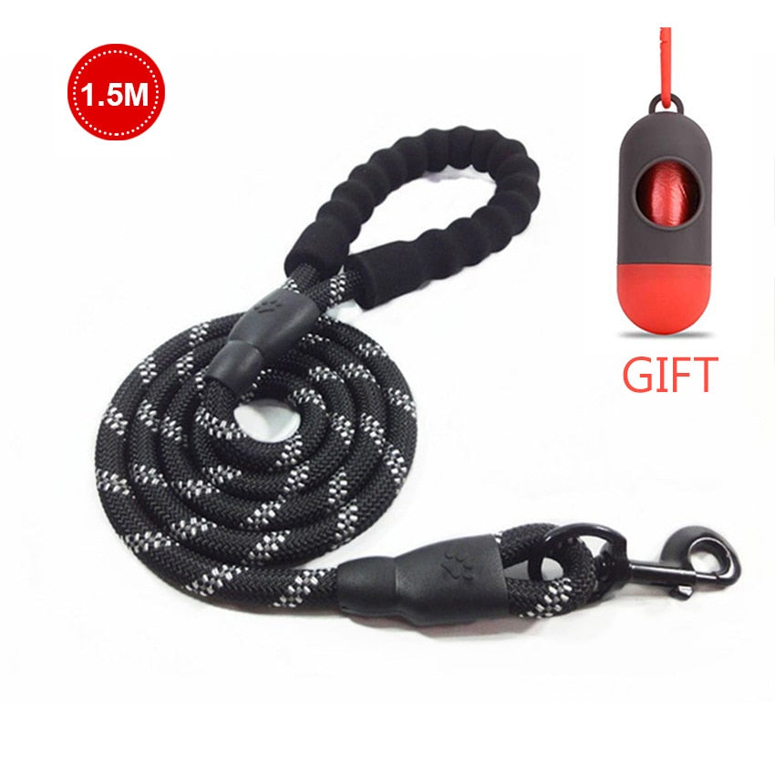 Comfortable Reflective Strong Dog Leash with Waste Bag Holder