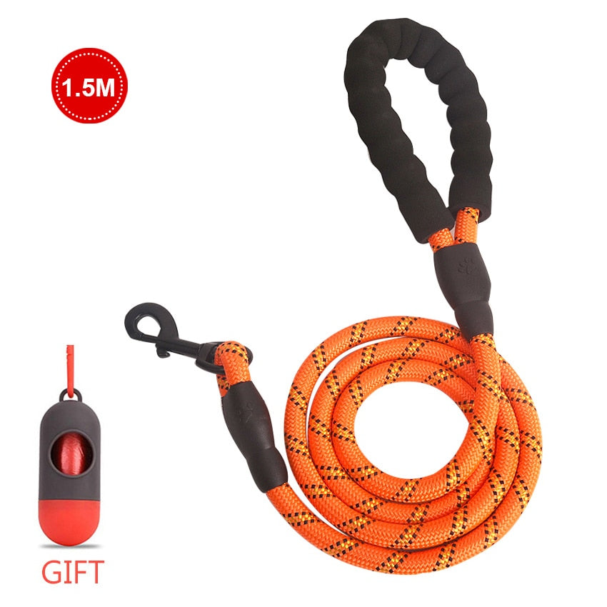 Comfortable Reflective Strong Dog Leash with Waste Bag Holder