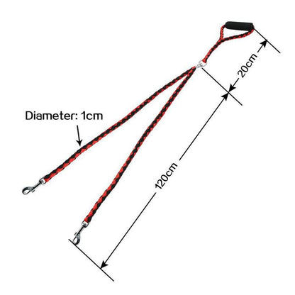 Braided Nylon Dual (2) Dog Leash