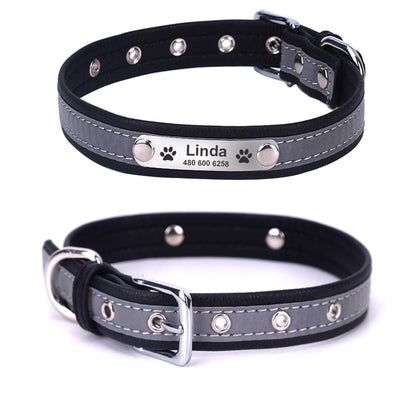 Leather Reflective Dog Collar