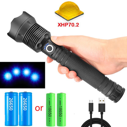 LED Rechargeable Tactical Flashlight 90000 High Lumens