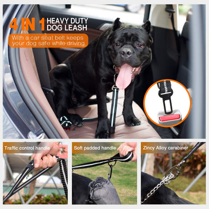 Double Handle Reflective Multifunction Dog Leash - 4-in-1 Heavy Duty Design
