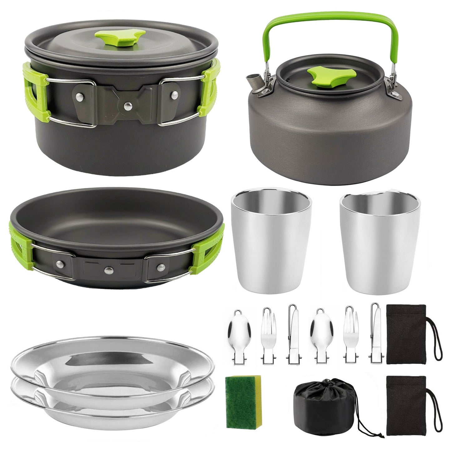 Camping Cookware Portable Pot Pan Cup Teaport Set