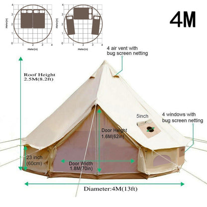 Waterproof Cotton Canvas Bell Tent