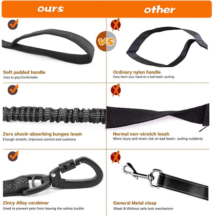 Double Handle Reflective Multifunction Dog Leash - 4-in-1 Heavy Duty Design