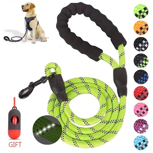 Comfortable Reflective Strong Dog Leash with Waste Bag Holder