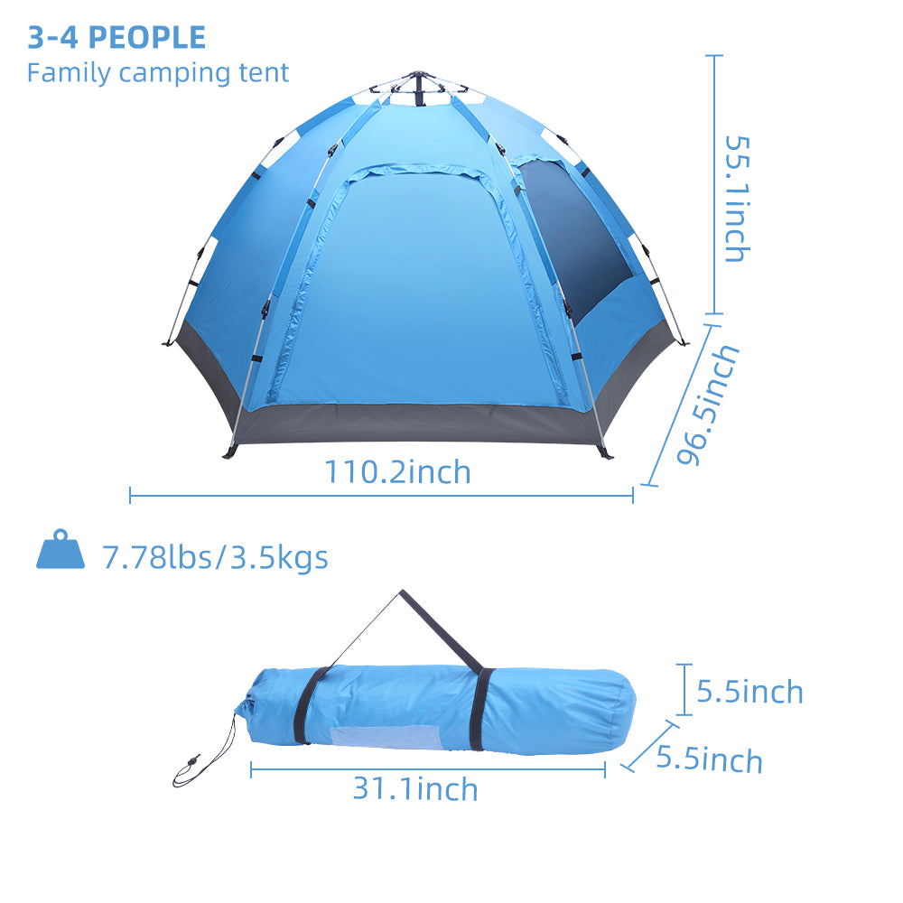 Waterproof Outdoor 3-4 Person Automatic Camping Tent